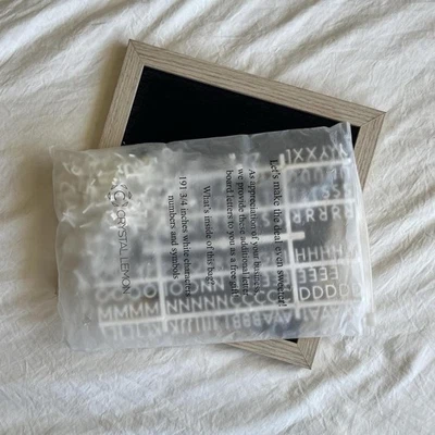 Rustic Wood Frame Black Felt Letter Board 10" x 10 " White & Gold Letters 500+Pc - Image 1 of 4