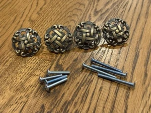 LOT OF 4 REPRODUCTION CAST BRASS CABINET DRAWER KNOBS - 1.5” - ALLISON JAPAN - Picture 1 of 17