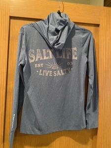 Salt Life Women's Chambray Live Salty Performance Hoodie NWT Size S - Picture 1 of 3