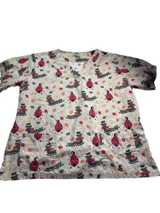 Vintage Uniform Advantage Womens Scrub Top Fall Autumn Bugs Size L Novelty - Picture 1 of 5