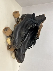 Vintage Roller Skates Hyde Athletic Shoe Co Chicago Wooden Wheels 1914 SIZE 6 - Picture 1 of 15
