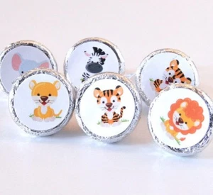  216 Safari Birthday Jungle Baby Shower Hershey Kisses Stickers Set 216, 324 - Picture 1 of 1