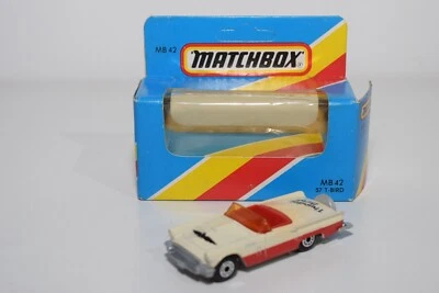 A94 1:64 3 INCH MATCHBOX LESNEY MB 42 57 T-BIRD FORD THUNDERBIRD CREAM RED MIB - Bild 1 von 4