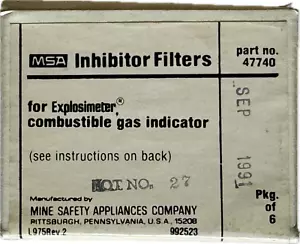 MSA 47740 Inhibitor Filter 6 Pack Explosimeter Combustible Gas Indicator - Picture 1 of 6