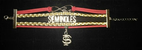 FSU Seminoles Ladies Leather Infinity Bracelet or Anklet Jewelry Apparel Cover