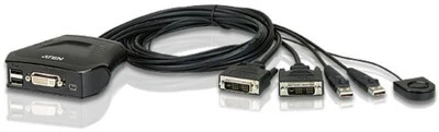 KVM Switch / Umschalter Aten CS22D DVI, Kabel Fernbedienung/Remote, USB, 2 PC  - Bild 1 von 3