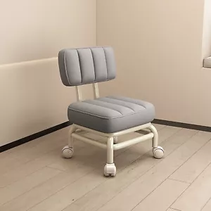 Low Rolling Stool, Roller Seat with Universal Swivel Caster Wheels & Backrest - Picture 1 of 18