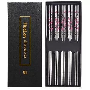 Stainless Steel Chopsticks Metal Alloy Chopstick Reusable Non-slip Design Cho... - Picture 1 of 7
