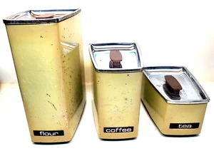 JUEGO DE 3 BOTES DE CAFÉ MODERNO VINTAGE AÑOS 50 LINCOLN BEAUTYWARE MEDIADOS DE SIGLO - Imagen 1 de 8