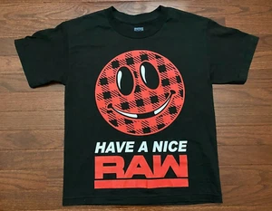 KIDS MICK FOLEY T SHIRT YOUTH MEDIUM WWE HAVE A NICE RAW BLACK RED WRESTLING - Picture 1 of 5