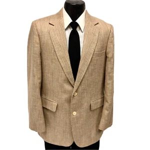 Vtg Haggar Tropical Gold DESIGNER Sport Coat OVERCHECK Jacket Linen Silk Blazer - Picture 1 of 7