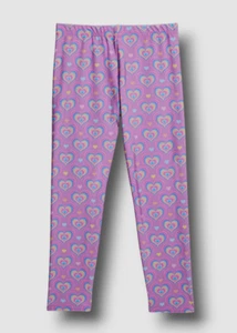 $56 Terez Kid's Girl's Purple Heart Print Leggings Pants Size 14 - Picture 1 of 3