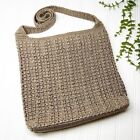 The Sak Light Brown Crochet Woven Long Nylon Shoulder Bag Purse