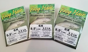 3x Frog Hair Freshwater Tapered Leader Stiff Butt/ Supple Tip 6X 9.5 Ft 3.3 lb - Picture 1 of 3