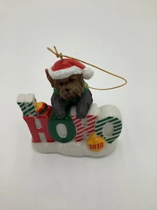 Danbury Mint 2018 Jolly Greetings Annual  Yorkie Christmas Ornament HOHO Box HTF - Picture 1 of 5