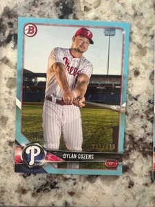 2018 BOWMAN SKY BLUE PROSPECT CARD /499 PHILADELPHIA PHILLIES DYLAN COZENS #BP63 - Picture 1 of 1
