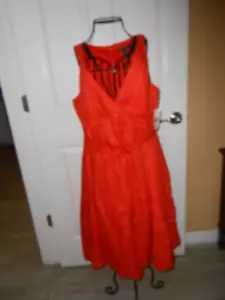 NWT~$198~RALPH LAUREN~100%LINEN~ORANGE~POCKETS~BELTED~LINED~WRAP DRESS Size 10 - Picture 1 of 17