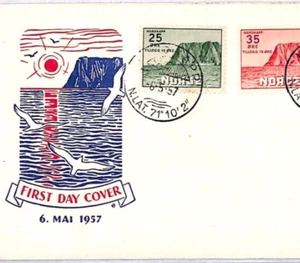 NORWAY 1957 ILLUSTRATED FDC Tourist Fund Set NORDKAPP CDS North Cape POLAR YT84 - Picture 1 of 14