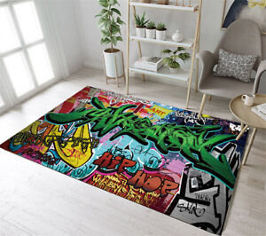 Floor Rug Mat Bedroom Carpet Living Room Area Rugs Hip Hop Street Graffiti Wall