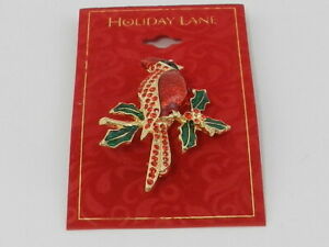 Holiday Lane Gold-Tone Pavé Cardinal Pin 