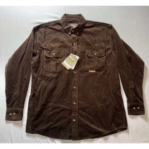 Drake Men's Corduroy Button-Up Shirt Brown Long Sleeve L streetwear hip hop NWT - Picture 1 of 15