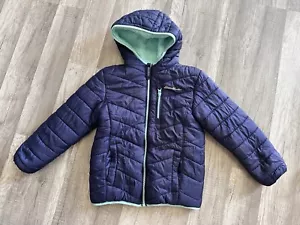 Eddie Bauer Jacket Youth Girls XS 5/6 Blue Reversible Full Zip Hood Outdoor - Picture 1 of 17