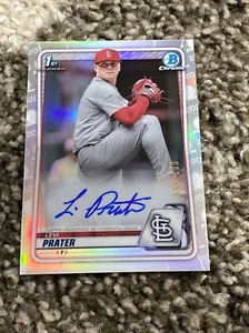 Levi Prater  2020 Bowman Chrome Draft 1st Refractor Auto RC #/499 Cardinals - Picture 1 of 4