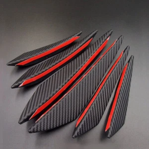 6x Carbon Fiber Car Front Bumper Canards Diffuser Lip Splitter Fins Accessories - Imagen 1 de 11