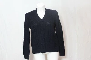 Chaps Classics Women's XL Navy Long Sleeve 100% Cotton Fancy V-Neck Sweater NWT - Picture 1 of 7