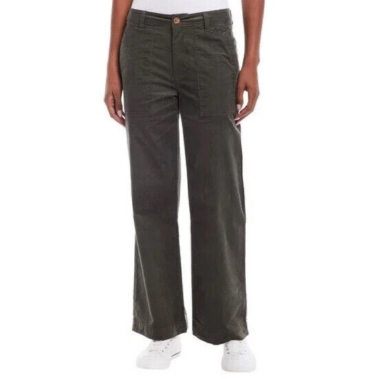 Weatherproof Vintage Womens Size 10 Olive Stretch Wide Leg Corduroy Pants