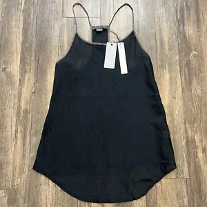 NWT Women's Black Flowy Racerback Cotton Tank Top Low Cut Size L - Picture 1 of 6