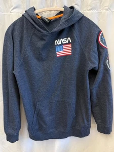 Buzz Aldrin Youth Large NASA Hoodie Blue Lightweight Space Sweatshirt GUC - Picture 1 of 6