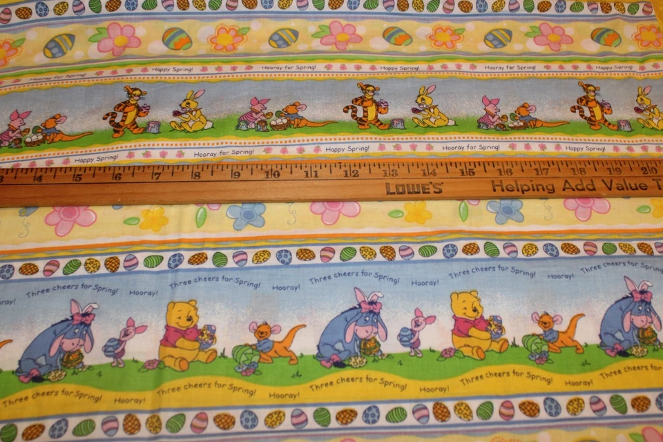 Springs Cotton Fabric Disney Hooray for Spring Winnie the Pooh Tigger 1 Yd 17 in - Image 1 of 4