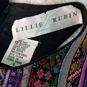 Vintage Lillie Rubin Embroidered Racer Back Satin Evening Gown - Picture 1 of 14