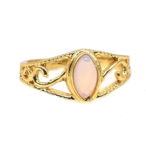 Lotto all'ingrosso opalite blu 5 pezzi anello fatto a mano placcato oro anello regolabile n353 - Foto 1 di 6
