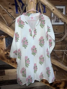 Victoria Dunn Floral 100% Cotton Dress Pink Flowers /Size XL - Picture 1 of 6