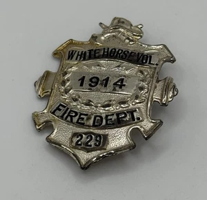 Vintage Antik 1914 Sterling Silber Weißes Pferd Vol. Feuerwehr Abzeichen - Bild 1 von 5