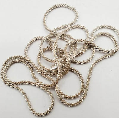 Italian 925 Sterling Silver Sparkle Cut Rope Chain Necklace Extra Long 30" 1.5mm - Image 1 of 4