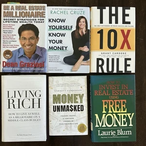 Bulk Lot of 6 Books Self Help Business Finance Wealth Real Estate LIKE NEW - Foto 1 di 24