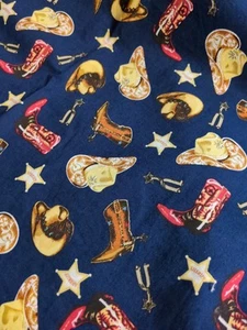 Cotton Cowboy Fabric 1 Yard X 43" Pre Washed In Cold Water - Picture 1 of 2