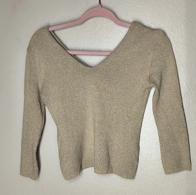 Suéter Pullover Zara Tejido Italiano Cuello en V Mediano Hecho en Italia  Foto 1 de 4