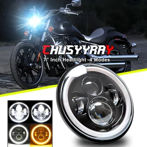 7" inch LED Headlight with DRL Hi/Lo Beam Ring Headlamp Turn Signal Motorcycle - Picture 1 of 11