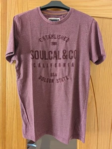 Comfortable and Lightweight Men's T-shirt. Plum Colour, SAULCAL&CO, Size M - Picture 1 of 3