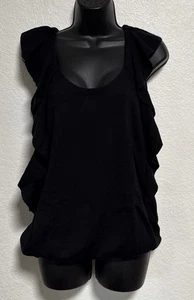 Vintage Red Valentino Schwarz Wollmischung Rüschen Ärmellos Top Größe XL - Bild 1 von 5