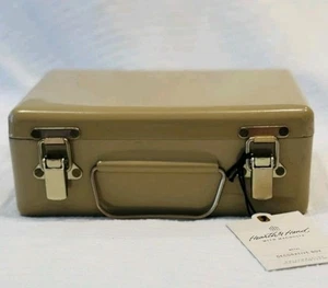 Hearth & Hand 6" METAL BOX BRASS HARDWARE Tan Beige Brown MAGNOLIA Target DECOR - Picture 1 of 3