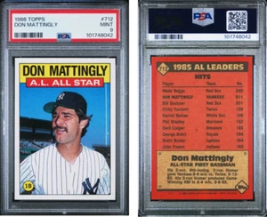 1986 Topps Don Mattingly 712 New York Yankees All Star PSA 9 101748042 POP 113 - Picture 1 of 1
