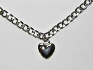 16" Silber Puff Herz Halsband Halskette Hip Hop Pop NEU - Bild 1 von 4