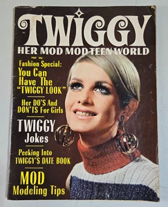 Vintage 1967 Twiggy Her Mod Teen World Magazine Model Groovy Fashion Hair Style - Bild 1 von 11