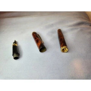 Vintage Iridium Point Germany Marbled Resin Fountain Pen Gold Trim - Picture 1 of 6