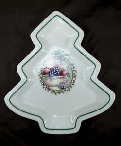 Pfaltzgraff Christmas Tree Shaped Fruit Holly Joy Candy Appetizer Dish Plate - Picture 1 of 8